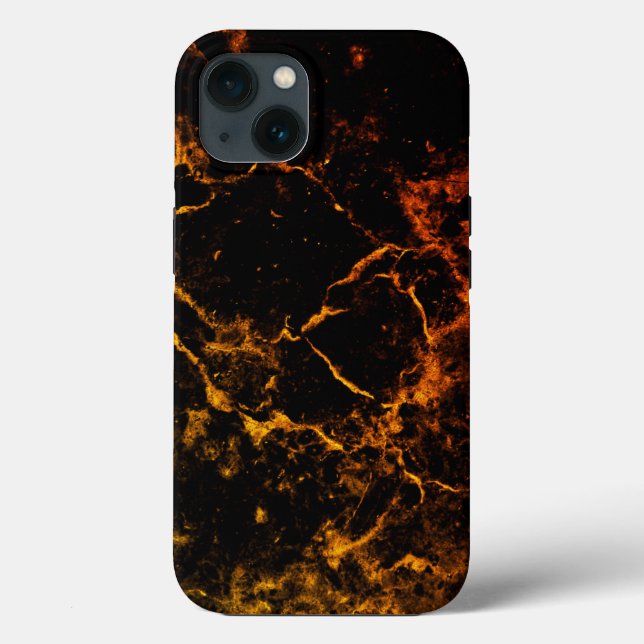 Black and Orange Molten Lava Abstract Phone Case (Back)
