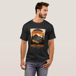 Black And Orange Mountain Illustration T-Shirt