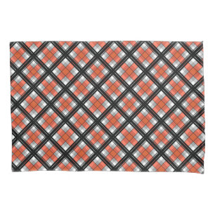 Black and orange plaid  pillowcase