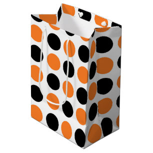 Black and Orange Polka Dots Medium Gift Bag