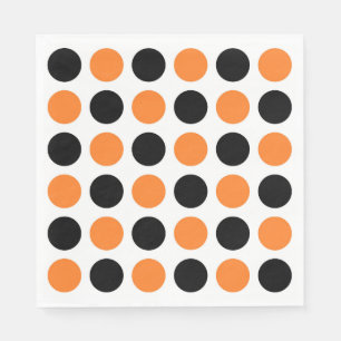 Black and Orange Polka Dots Napkin