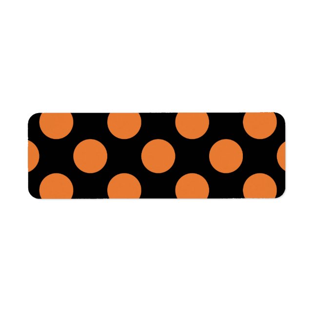 Black and Orange Polka Dots Return Address Label (Front)