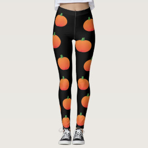 Black and Orange Pumpkin Halloween Leggings