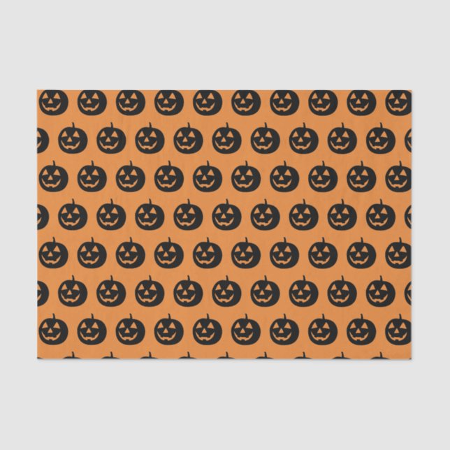 Black and Orange Pumpkin Pattern Tissue Paper (Front)