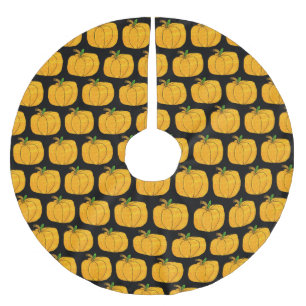 Black and Orange Pumpkins Halloween Tree Skirt