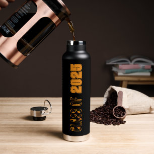 Black and Orange School Colours Class Year Water Bottle