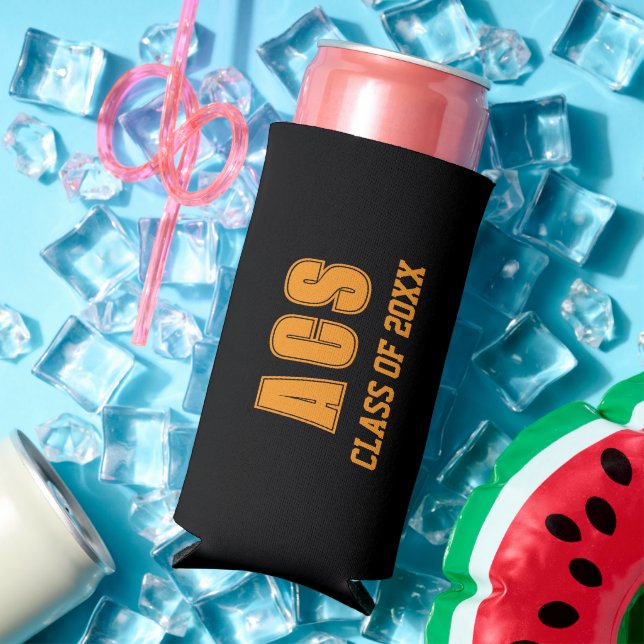 Black and Orange School Colours Seltzer Can Cooler (In Situ Summer)
