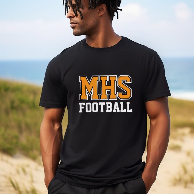 Black and Orange School Spirit Custom Football T-Shirt (Creator Uploaded)