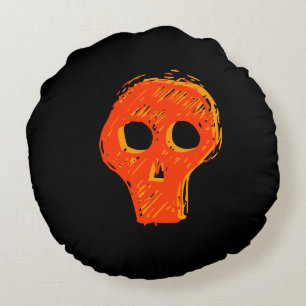 black and orange skull Halloween pillow