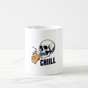 Black and Orange Skull Illustration Chiill Mug