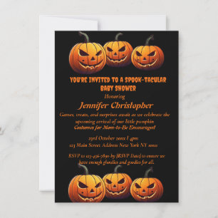 Black and Orange Spooktacular Pumpkin Halloween Invitation
