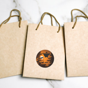 Black and Orange Spooky Halloween Night Classic Round Sticker