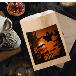 Black and Orange Spooky Halloween Night Scene Favour Bag