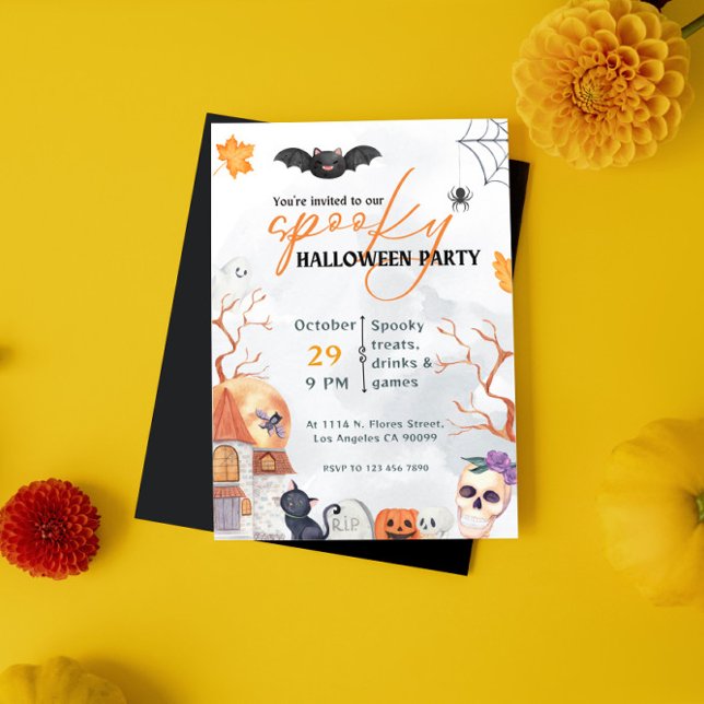 Black and orange Spooky Halloween Party Invitation (Creator Uploaded)