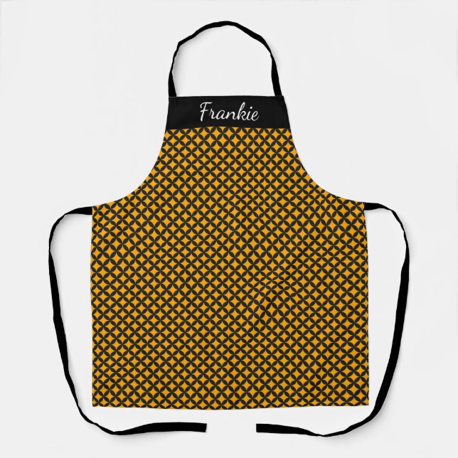 Black and Orange Stars Personalised Apron (Front)