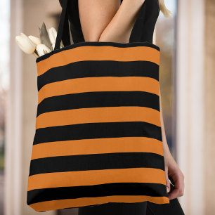 Black and Orange Striped Autumn Inspired Tote Bag