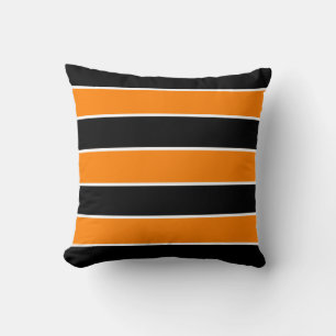 Black and Orange Stripes Cushion