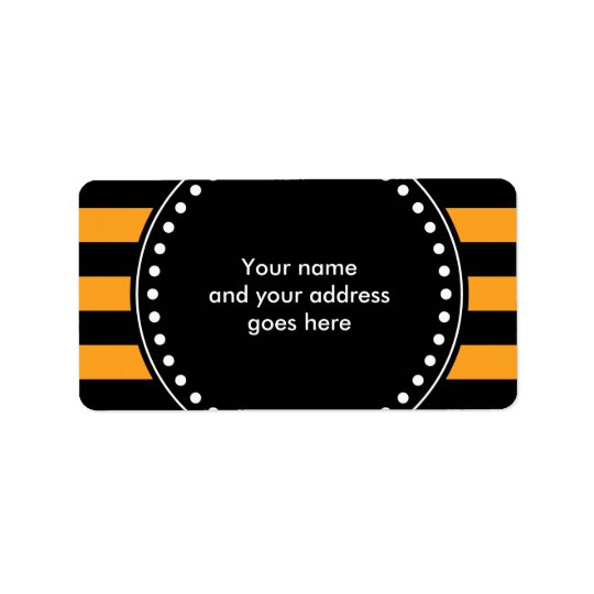 Black and orange stripes pattern address label
