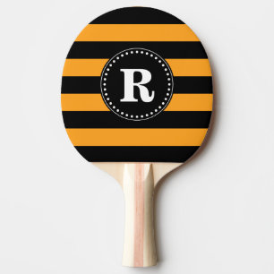 Black and orange stripes pattern ping pong paddle