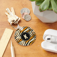 Black and Orange Tiger Pattern Monogram