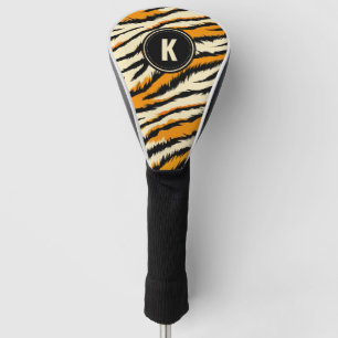 Black and Orange Tiger Stripes Monogram Golf Head Cover