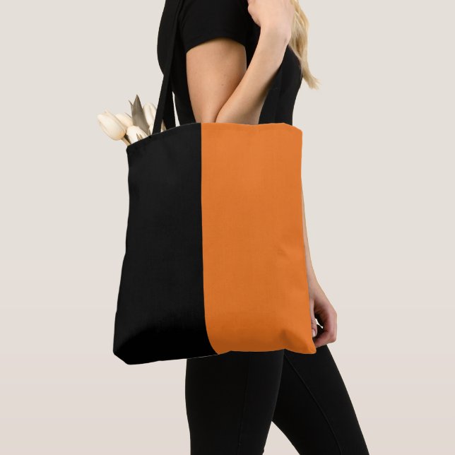 Black and Orange Tote Bag (Close Up)