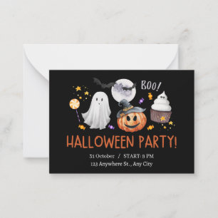 Black and Orange Watercolor Halloween Invitation