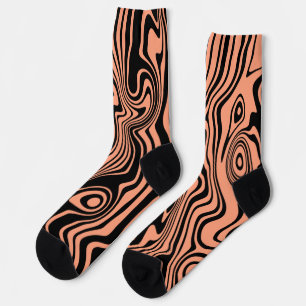 Black and Orange Wavy Striped Socks Choose Colour