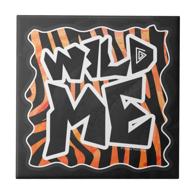 Black and Orange Wild Me Zebra Tile (Front)