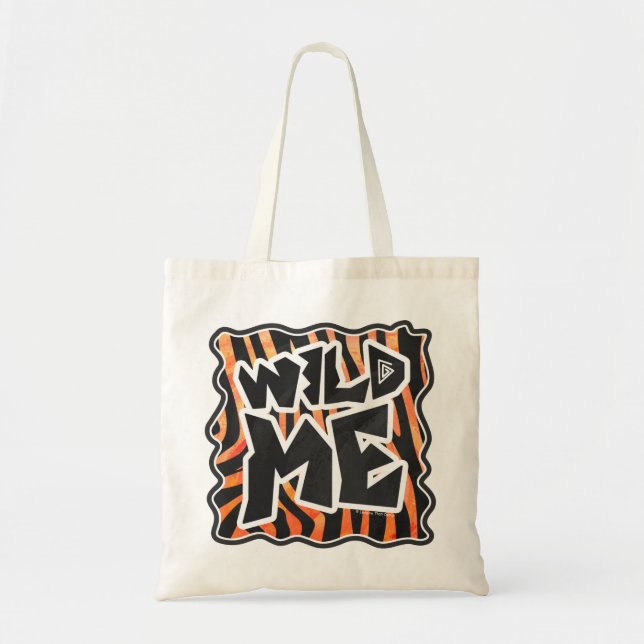 Black and Orange Wild Me Zebra Tote Bag (Front)