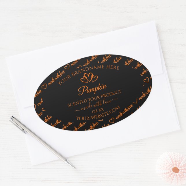 Black and Orange Word Cloud Product Labels Hearts (Envelope)