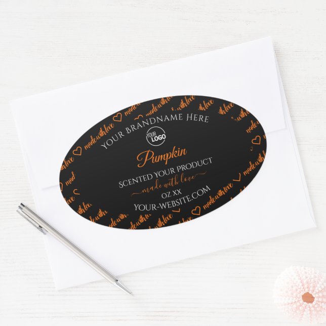 Black and Orange Word Cloud Product Labels Logo (Envelope)