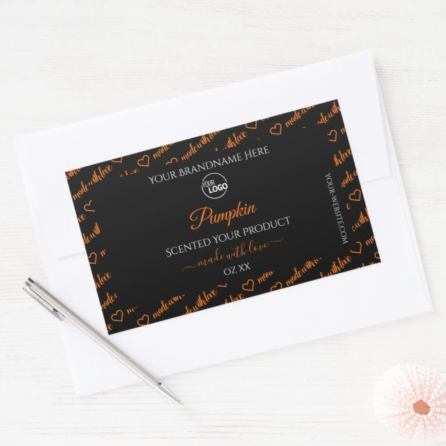Black and Orange Word Cloud Product Labels Logo (Envelope)