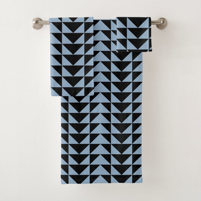 BLACK AND PALE BLUE COLLECTION 4 BATH TOWEL SET (Insitu)