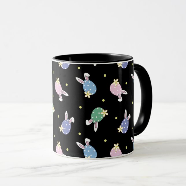 Black and Pastel Easter Egg Pattern Mug (Front Right)