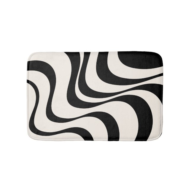 Black and pastel modern retro waves design  bath mat (Front)