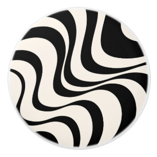 Black and pastel modern retro waves design ceramic knob