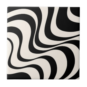 Black and pastel modern retro waves design  ceramic tile