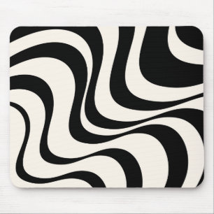 Black and pastel modern retro waves design mouse pad