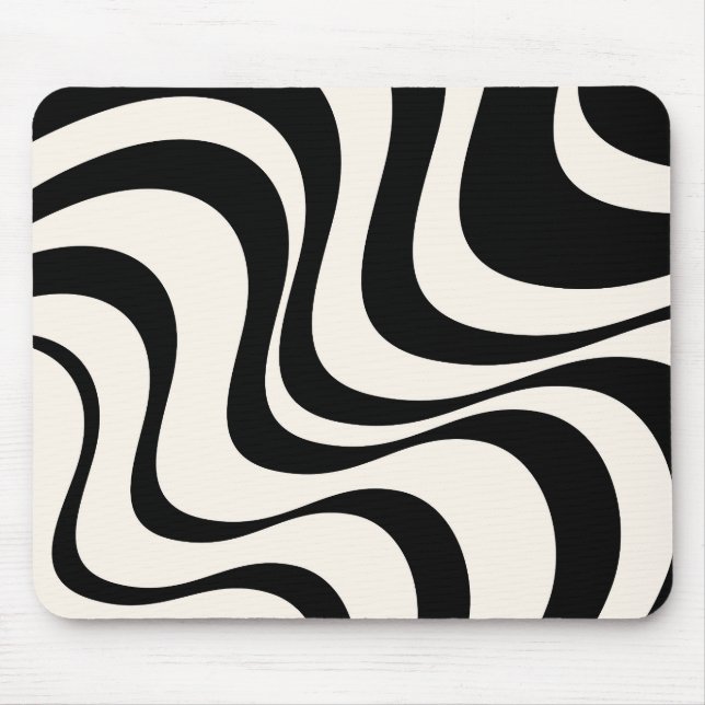 Black and pastel modern retro waves design  mouse pad (Front)