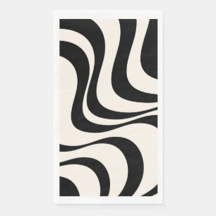 Black and pastel modern retro waves design  napkin
