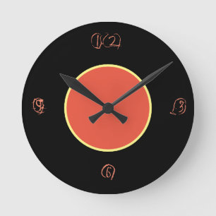 black and peach color wall clock