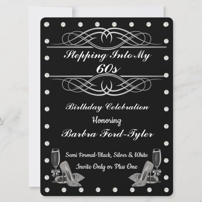 black and pearls invitation (Front)