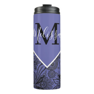 Black and peri paisley  thermal tumbler