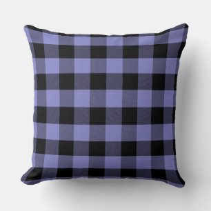 Black and Periwinkle Buffalo Plaid Pattern Throw P Cushion