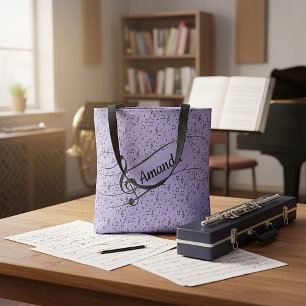 Black and periwinkle Musical personalised Tote Bag