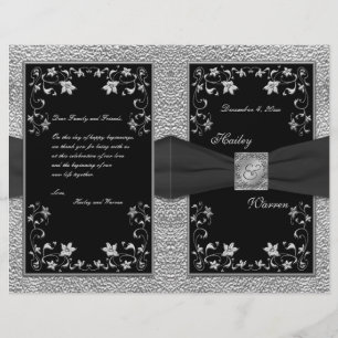 Black and Pewter Floral Wedding Program