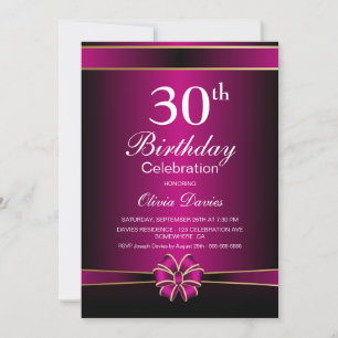 Black and Pink 30th Birthday Celebration Invitation