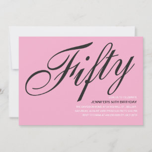 Black and Pink 50th Birthday Invitations
