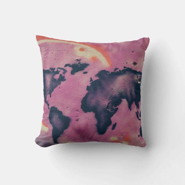 Black and pink abstract art cushion (Front)